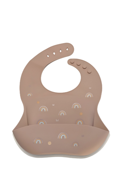 Silicone Baby Bib-Tan Rainbows