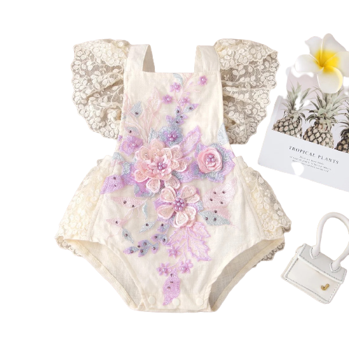 Lace Romper With Ruffles