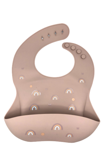 Silicone Baby Bib-Tan Rainbows