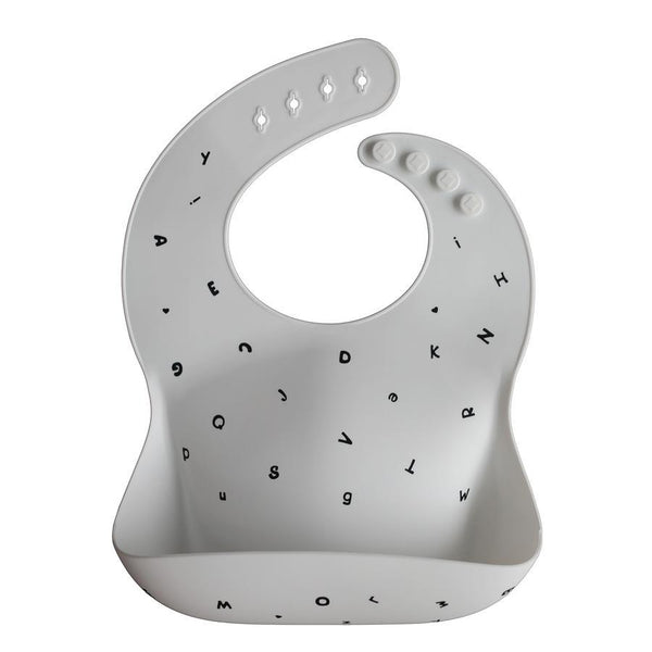 Silicone Baby Bib-White letters - B.BabyCo