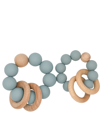 Silicone Teether With Wood Rings 6M+ - B.BabyCo