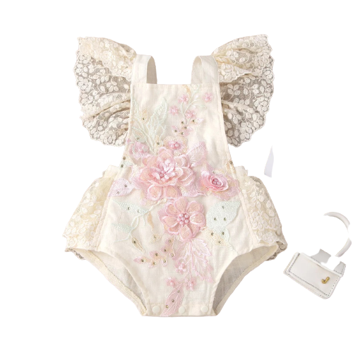 Lace Romper With Ruffles