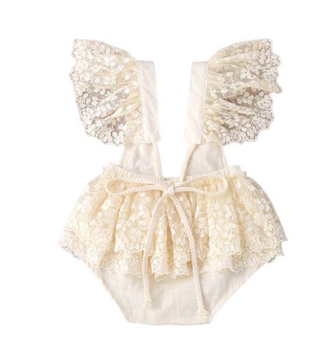 Lace Romper With Ruffles