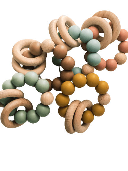Silicone Teether With Wood Rings - B.BabyCo