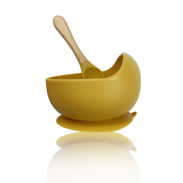 Silicone Bowl And Spoon Set- Mustard