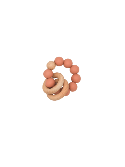 Silicone Teether With Wood Rings 3M+ - B.BabyCo