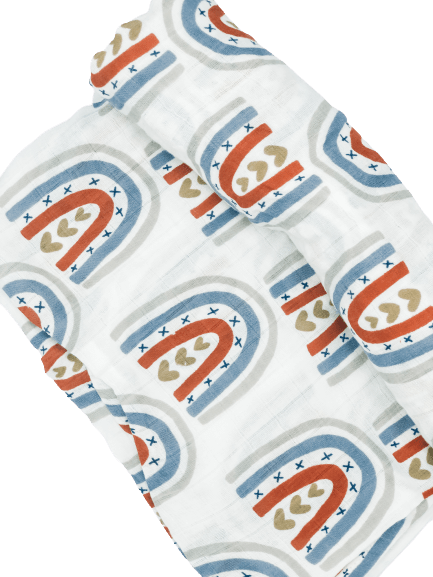 Organic Muslin Cotton Swaddle Blanket- Rainbow Kiss Collection - B.BabyCo