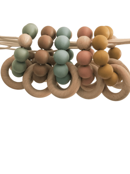 Silicone Teether With Wood Rings - B.BabyCo