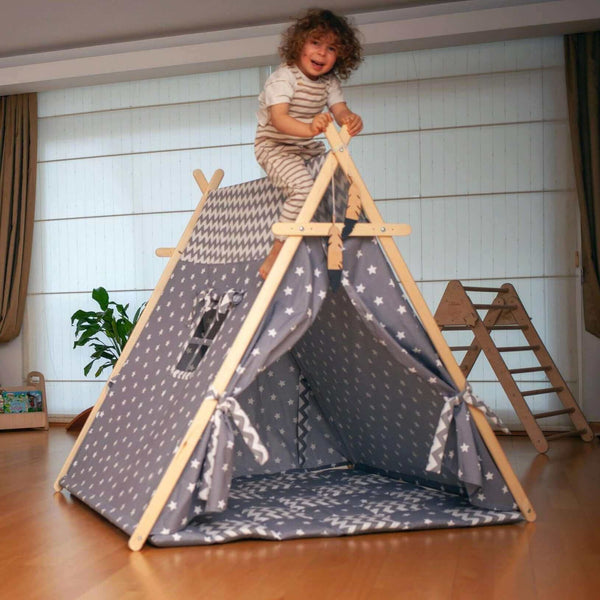 Gray Stars Play Tent and Play Mat-0