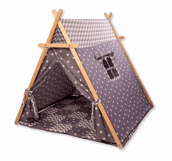 Gray Stars Play Tent and Play Mat-1