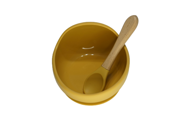 Silicone Bowl And Spoon Set- Mustard