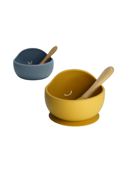 Silicone Bowl And Spoon Set- Mustard
