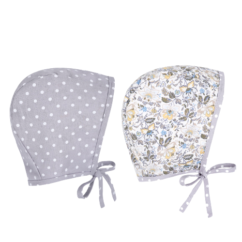 Vintage Baby Linen Bonnet Reversible-(Polka Dot) 6-12M