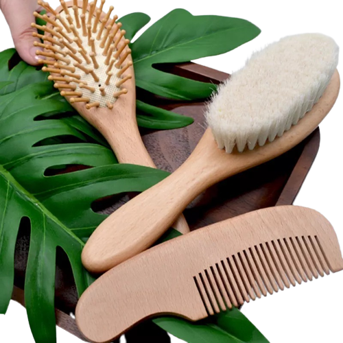 Wooden Baby Brush And Comb Set (3pcs)