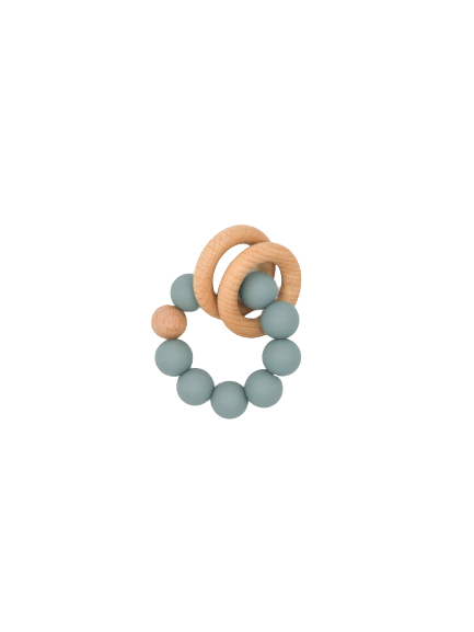 Silicone Teether With Wood Rings 3M+ - B.BabyCo