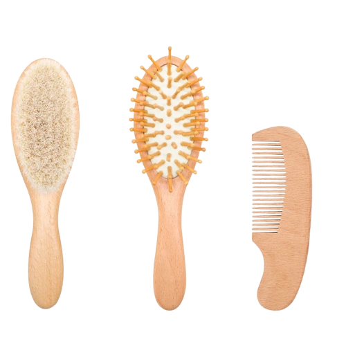 Wooden Baby Brush And Comb Set (3pcs)