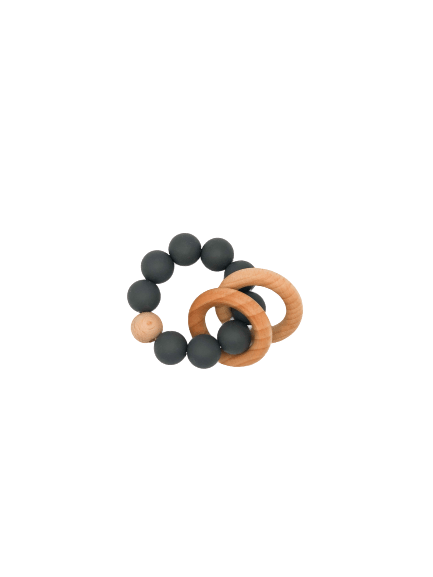 Silicone Teether With Wood Rings 3M+ - B.BabyCo