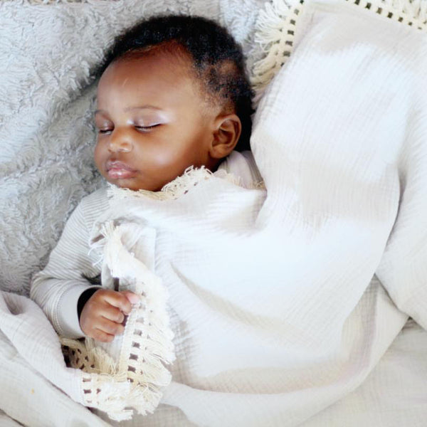 Muslin Baby Blanket With Boho Tassel Fringe