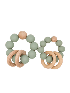 Silicone Teether With Wood Rings 6M+ - B.BabyCo